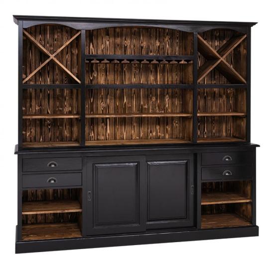 velkoformatova napojova skrinka servirovacia vinoteka masivny drevo cierny krajina mediteransky provansalsky tmavy pub bistro provansalsky zasuvkovy skrina nabytok lameridina taliansky toskansky styl.jpg